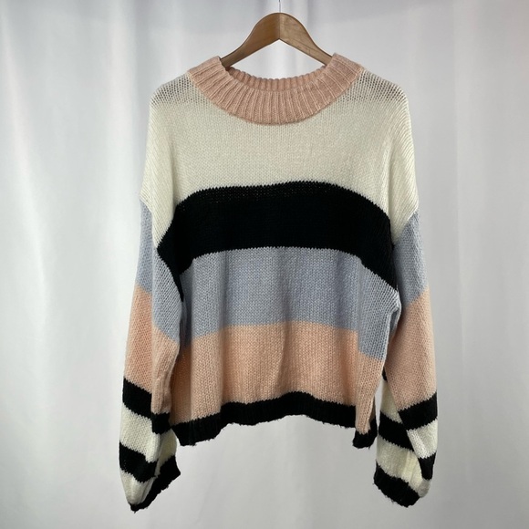 BP. Color Block Stripe Crew Neck Sweater in Multi Size Large - Picture 2 of 6